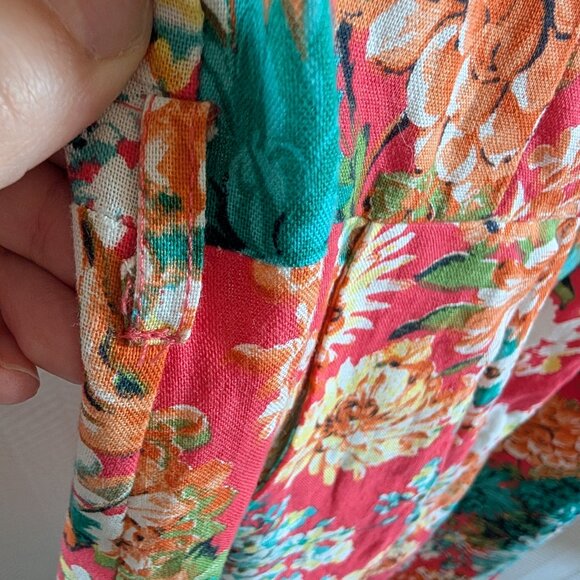NWT Linen Floral Sheath Dress Pockets Coral & Teal Size 38, Size 6 Summer - Picture 10 of 13